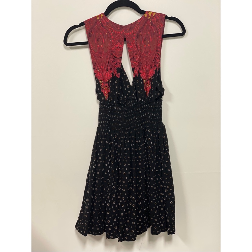 Free People Walking In My Dreams Mini Dress Floral Print Black & Red Size XS - Picture 7 of 7